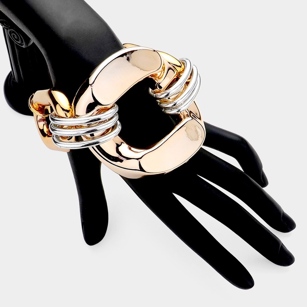 2-Tone Gold & Silver Chunky Chain Bracelet